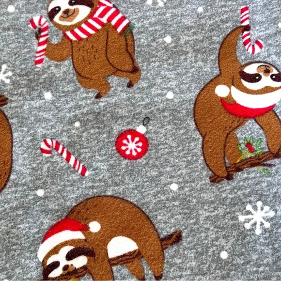 Christmas Sloth Leggings Time&Tru Size M (8-10) Soft Stretch Fleece Lined - Picture 2 of 4